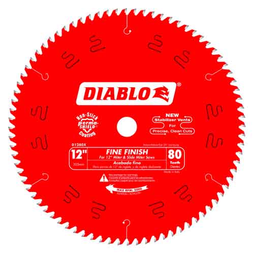 Diablo D1280X 12" x 80T Carbide Fine Finish Blade