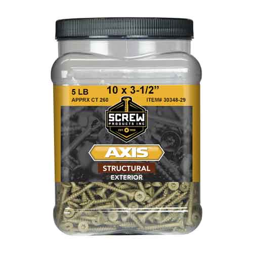 Screw Products AXIS&trade; #10 x 3-1/2" Exterior Structural Screws (5lbs/Tub)